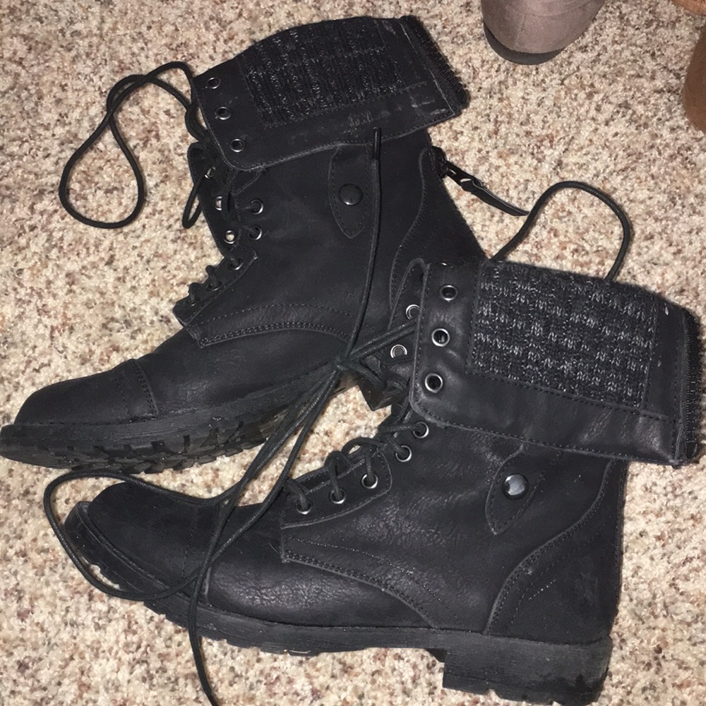 black combat boots